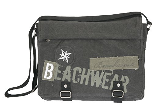 Messenger Tasche BEACHWEAR Kuriertasche Canvas Tasche /// SCHWARZ