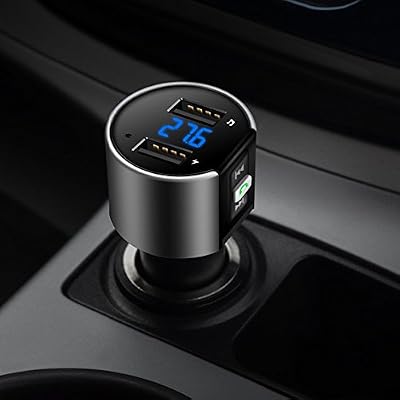 Aupolo Transmetteur FM Bluetooth, Aupolo adaptateur radio transmetteur de voiture Bluetooth sans fil Lecteur MP3 kit mains libres de voiture avec double ports de chargement USB, carte TF U-disk pour iPhone