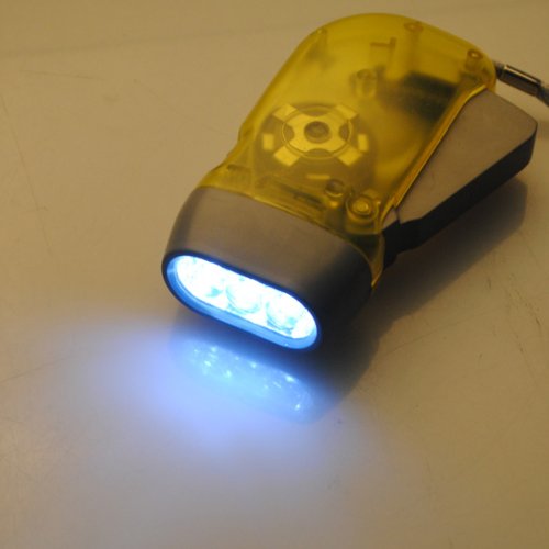 3 LED Hand Light Camping Taschenlampe Dynamolampe Lampe Leuchte Flashlight Torch Gelb - 3