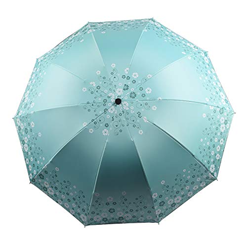 Preisvergleich Produktbild Lirener Tri-fach Kompakt Winddicht Regenschirm Taschenschirm Sonnenschirm mit 10 Verstärkt Edelstahl-Rippen(Blumen muster), Leicht Stabiler Anti- UV Schirm Transportabel Reiseschirm Golfschirm
