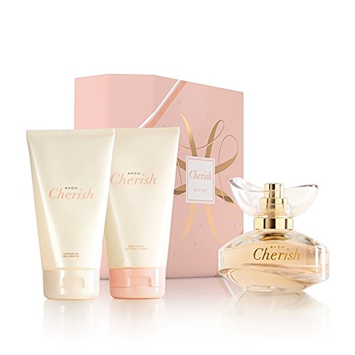 Avon Cherish Eau De Parfum EDP Perfume Gift Set with 50ml fragrance, body lotion and shower gel *Ideal Gift*
