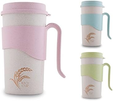 Green World Production | 100 % Biological To-Go Coffee Cup with Band | Coffee Cup, Drinking Cup | Biodegradable, Recyclable, Eco-Friendly | Food-Safe, Dishwasher-Safe (Pink)