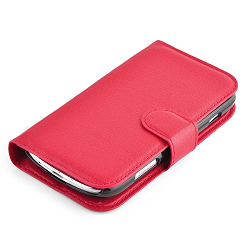 Cadorabo – Book Style Hülle für Samsung Galaxy TREND PLUS (GT-S7580) – Case Cover Schutzhülle Etui Tasche mit Standfunktion und Kartenfach in KARMIN-ROT - 7