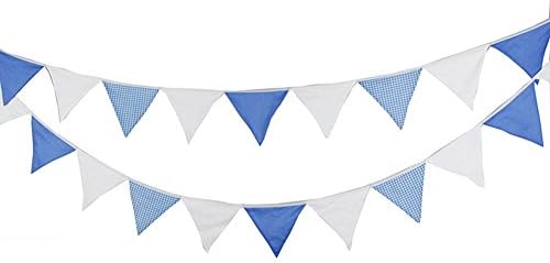 Samzary Banner Bunting Triangle Pull Flags Printed Cotton String Flags for Western Wedding Decoration Child Birthday Party Decoration Wedding Flag