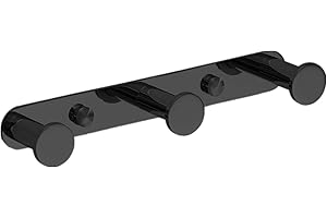 LOLYPOT Ganchos Toalla Gancho Percheros de pared Bata Percha 304 Acero inoxidable Perchero pared de Cocina Baño Colgadores Gancho de puerta (Perforación, negro 3 ganchos)