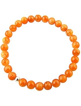 Sunsara Traumsteinshop Aventurin orange Armband Edelstein Kugeln (Perlen) 6 mm und 925er Silberkugel Heilsteinarmband...