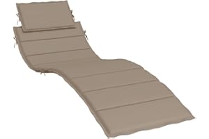 vidaXL Coussin de Chaise Longue, Coussin de Bain de Soleil, Coussins de Transat, Coussin pour Chaise de Jardin Patio Extérieur Arrière-Cour, Taupe 186x58x3 cm Tissu Oxford
