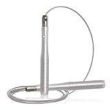 R CUERDA LIGERA, DURADERA Y AJUSTABLE ✮ La cuerda está hecha de un alambre recubierto que es extremadamente durable y le ahorra a la piel un montón de dolor. El diseño ligero es perfecto para saltar con entrenamientos de alta intensidad. Solo hay un tornillo en ambos lados, aflójalo y haga que la longitud de esta sea su necesidad y vuelva a apretar este tornillo.