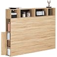 Tête De Lit Cleo 165 Cm Avec Rangements - Hêtre Et Noir - IDMarket