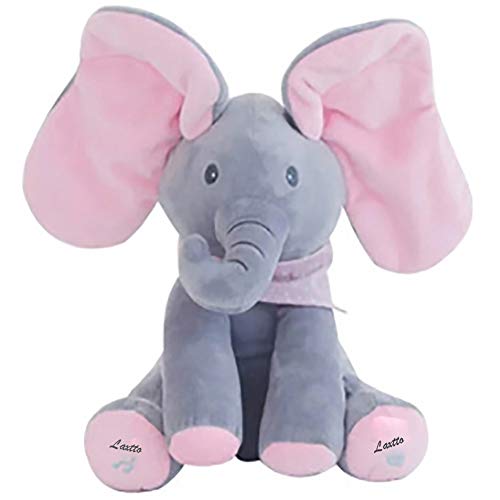 Laxtto Elefante Peluche de Juguete Música Elefante del Juguete de Felpa para Niño Jugar al Escondite Elefante Juguetes gran regalo de Navidad para niños y adultos (A)