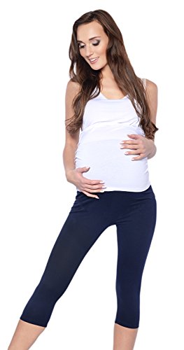 Comfortable elegant maternity cropped 3/4 leggings 95% Cotton 7201 (10, Navy)