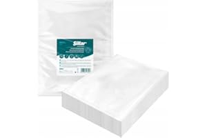 Sillar Worki próżniowe 50 sztuk 20x25cm, folia próżniowa do żywności, worki foliowe do zgrzewarek próżniowych i Sous Vide, worki do zamrażania, nie zawierają BPA, wytrzymałe od -20 do 100°C