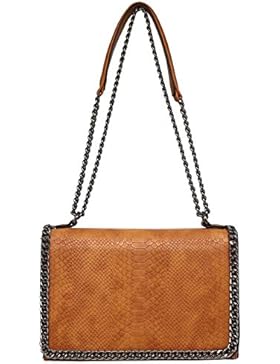 CRAZYCHIC - Damen Umhängetasche - Tasche mit Python gesteppte Klappe - Schlange Steppmuster Leder imitat - Schwarz...