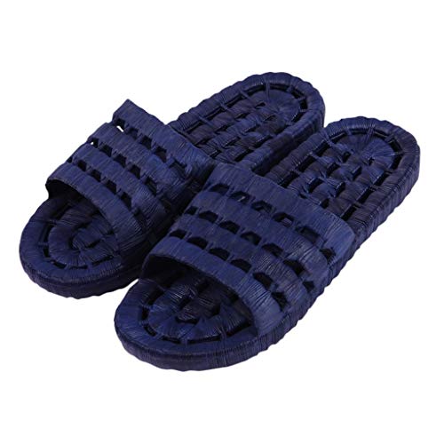 Slippers HUXIUPING Dark Blue Men's Non-slip Bathroom Home Boy Bedroom Flat Sandals (Size : 41)