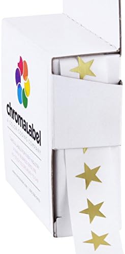 Chromalabel.com 3/8" | 9.5 mm Metallic Gold, Star Stickers in Dispenser Box - 1,000 Labels Per Box, Permanent Adhesive