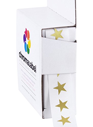 Chromalabel.com 3/8" | 9.5 mm Metallic Gold, Star Stickers in Dispenser Box - 1,000 Labels Per Box, Permanent Adhesive