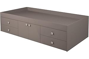 KIDSAW Multi Drawer 3ft Cabin Grey Storage 4 Drawer Single Bed 90 x 190cm (Grey)