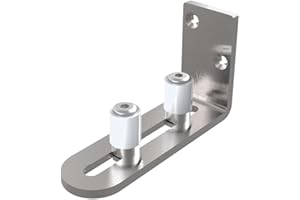 WOLFBIRD Guide de roulement pour porte coulissante - En acier inoxydable - Réglable - Avec vis - Pour porte de grange - Argenté