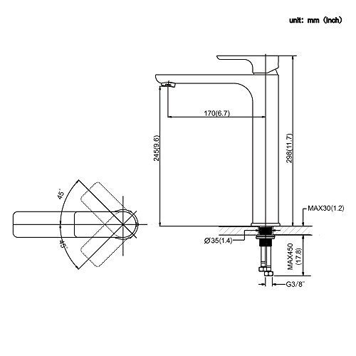 Homelody Hohe Chrom Einhebelmischer Wasserhahn Waschbecken Waschtisch Waschtischarmatur Armatur Mischbatterie Badarmatur Waschbeckenarmatur für Badzimmer - 5