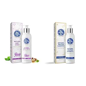 The Moms Co. Tear-Free Natural Baby Body Wash, Chamomile (400 ml) & The Moms Co. Natural Protein Shampoo (200ml) to Strengthen Hair, Add Volume, Shine and Reduce Hair Fall - 6.8 Oz