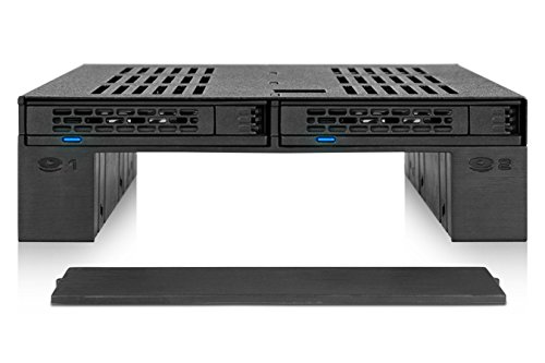 ExpressCage MB322SP-B 2×2.5” SATA/SAS HDD/SSD in 5,25” Backplane-Modul mit 3,5” HDD/Komponenten-Slot - 4