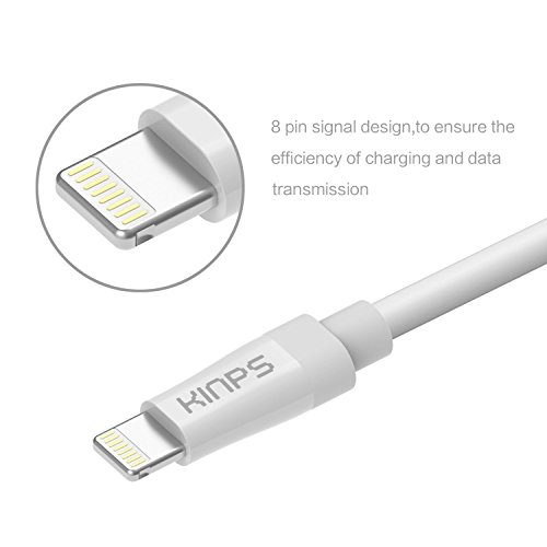 [Apple MFi Zertifiziert] Kinps 10ft / 3m extralanges 8-poliges USB-Kabel mit Lightning Stecker für Apple iPhone 5 / 5s / 5c / 6/6 Plus, iPod 7, iPad Mini / Mini 2 / Mini 3, iPad Air / iPad Air 2（Weiß） - 5