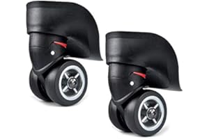 LHKJ 2 piezas de rueda de maleta de equipaje negro de repuesto 49 mm + kit de reparación de tornillos