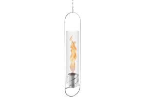 höfats - Hoguera colgante de 120 plata - Fuego flotante para interior y exterior - Farol de viento, chimenea de bioetanol, fuego de bioetanol de acero inoxidable