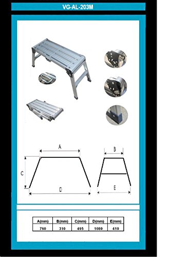 ALU Arbeitsplattform Trittleiter Leiter Klappleiter Plattform Gerüst Gerüstleiter - 5