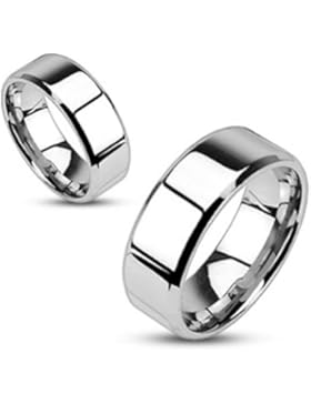 Paula & Fritz® Ring aus Edelstahl Chirurgenstahl 316L silber hochglanz poliert 6mm breit mit abgesetzten Kanten...