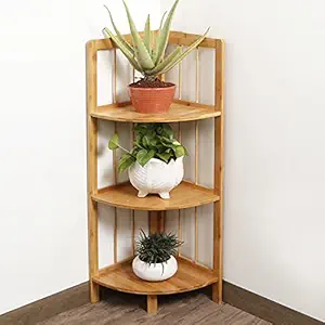 HOKIPO 3 Layer Bamboo Corner Plant Stand for Living Room, Balcony, Garden, Home D