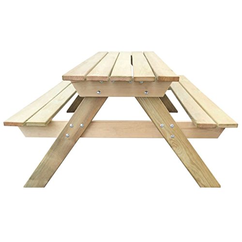 vidaXL Mesa de Picnic con 2 Bancos Incorporados de Madera de Pino Impregnada - vidaXL