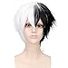 Price comparison product image TOP-MAX 30cm Short White Mixed Black Layered Anime Cosplay Wig+Cap
