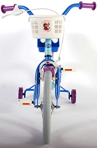 Girl bicycle Disney Frozen 16 inch 4 5 6 years old with removable training wheels, doll seat and basket blue