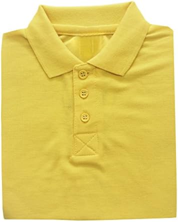 Boys Kids Childrens Summer School Uniform PE Running Exercise Golf Sports Activewear Formal Casual Everyday Wear Plain Polo Shirts (Yellow, 11-12 Years)