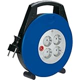 Brennenstuhl 1093230 Vario Line - Cable alargador de corriente (4 enchufes, 10 m, cable H05VV-F 3G1,5), Negro /Azul /Gris claro
