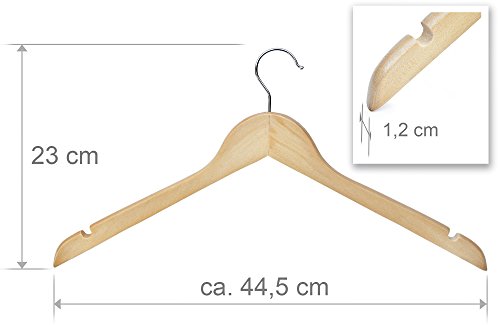 Kleiderbügel aus Holz ohne Hosensteg – 10 Stück – 2 Sets – mit Einkerbung - 3