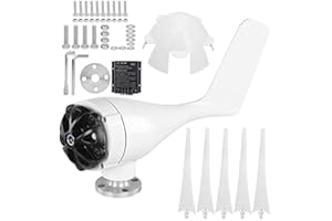 VIAGASAFAMIDO Wind Turbine Generator 1600W 5 Blade Windmill Generator Kit for Boats Terraces Cabins Homes 48V White