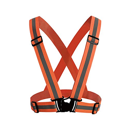 NONMON 10x Chalecos Reflectantes Ajustables de Seguridad con Alta Visibilidad Cinturón Elástico para Correr,Paseo,Ciclismo - Naranja