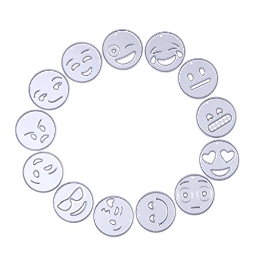 Amazingdeal365 13PCS Emoji Metall Form Schablonen Schneiden DIY Dekor Sammelalbum Karten Buchzeichen Lesezeichen als Geschenk für Freunde Geburtstag Kinder,Kindergarten Hobby Schule Handarbeit Unterricht usw. Ein tolles Geschenk! - 5