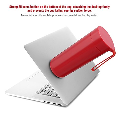 TAPCET 400ml Rotes Reisebecher Vakuum Thermosflasche Edelstahl Isolierflasche Trinkflasche Becher Unten mit Saugnäpfen Für Büro Schule Fitness Outdoor Sport - 3