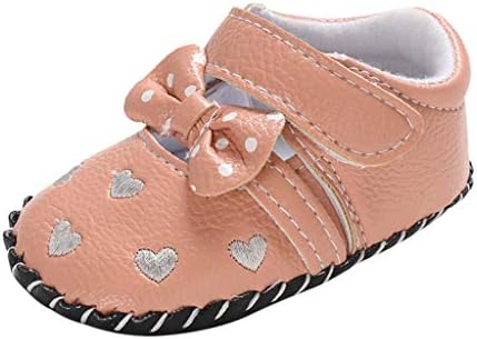 Infant Princess Shoes with Love Bows Crib Shoes, Newborn Baby Girls Soft Sole Single Sandals, Casual Pre Walker Shoes