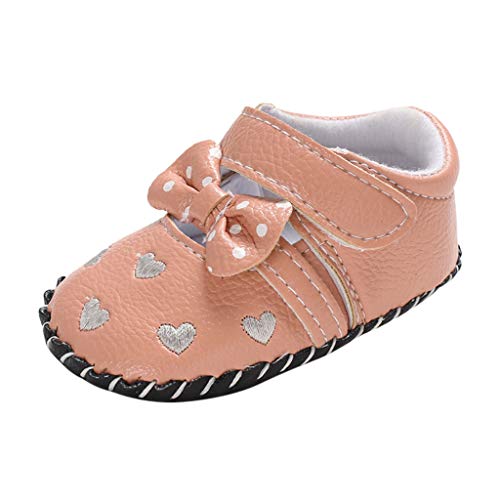 Infant Princess Shoes with Love Bows Crib Shoes, Newborn Baby Girls Soft Sole Single Sandals, Casual Pre Walker Shoes