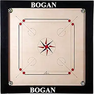 Bogan Full Size(Large) 32 Inch Matte Finish Cut Pocket Carrom Board with Coins, Striker