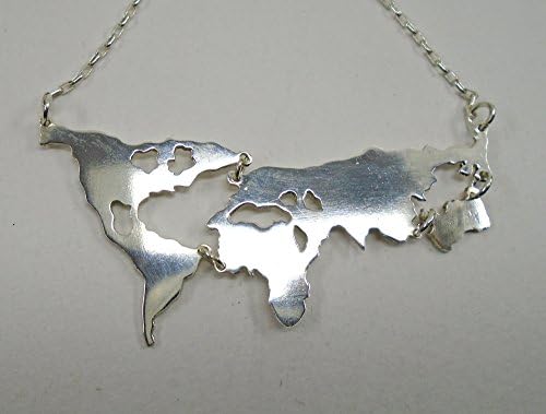 World Map pendant and necklace in silver