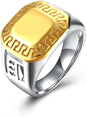 LALOPEZ Mens Personalized Titanium Ring Gold Plated Engraved Engagement Band for Men,Size 9-11