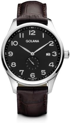 Golana Classic Small Second Men's Quartz Watch with Grey Dial Analogue Display and Brown Leather Strap CL100-2