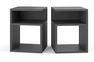 MRBLS_HOME MRBLS - Set di 2 comodini a molle, comodino, moderno, senza cassetti, per la camera da letto, il soggiorno, il semplice divano (grigio opaco), 32 x 40 x 30 cm (larghezza x altezza x profondità)