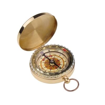 Boussole en cuivre - couleur d'or - multifonctions - mode de nuit - boussole de poche - style antique