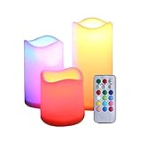 ★ BENUTZERFREUNDLICH: Die LED-Flicker-Kerze baut sich im automatischen Timer auf: 4 Stunden und 8 Stunden. Ein | Aus | Flackermodus | Standby-Energiesparmodus. Für jede Farbwechselkerze sind 3AA-Batterien erforderlich. Batterien sind NICHT enthalten.